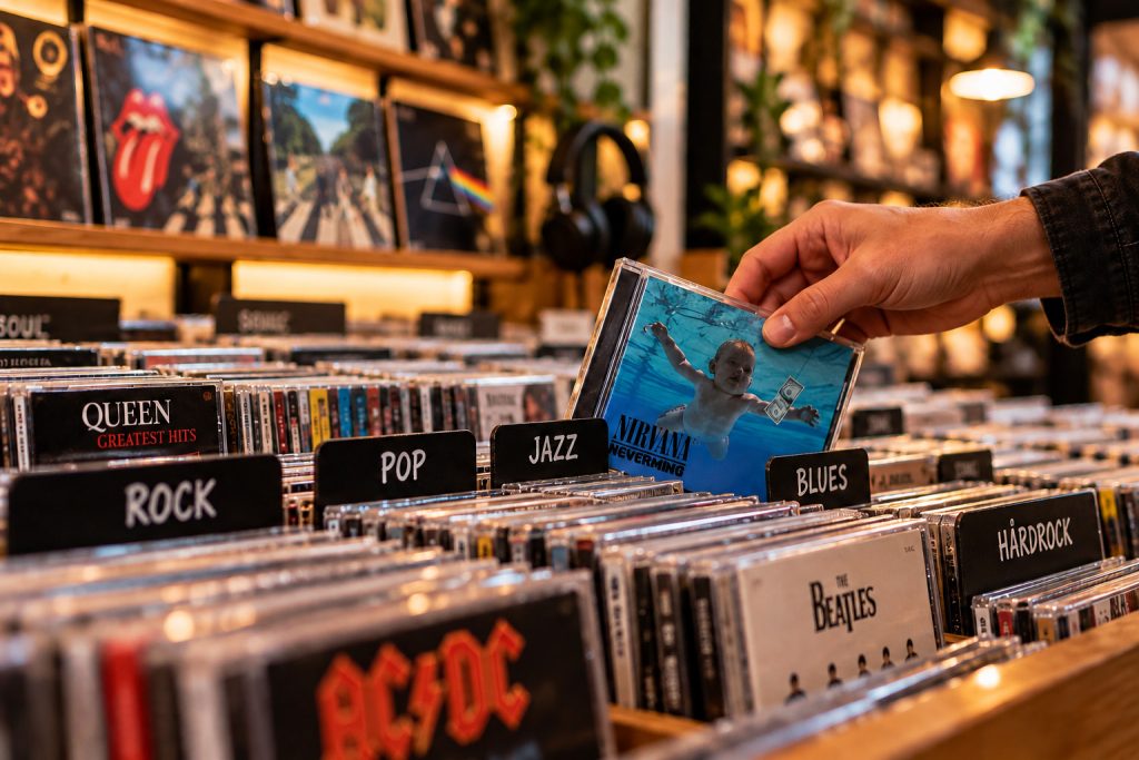 Begagnade CD skivor inom rock, pop, jazz och blues hos Evolution Records skivbutik i Uddevalla.